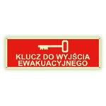 Klucz do wyjścia ewakuacyjnego - fotoluminescencyjny znak z dziurkami, płyta PVC 2 mm 150x50 mm