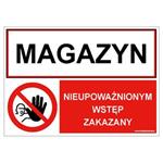 KOTŁOWNIA - NIEUPOWAŻNIONYM WSTĘP ZAKAZNY, ZNAK ŁĄCZONY, płyta PVC 2 mm, 210x148 mm