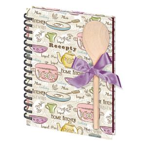 Książka kucharska z drewnianą łyżką A5 spirala Home Kitchen