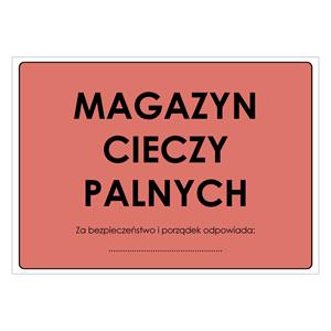 MAGAZYN CIECZY PALNYCH, płyta PVC 2 mm, 297x210 mm