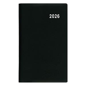 Miesięczny kalendarz książkowy kieszonkowy 2026 Diana PVC - czarny