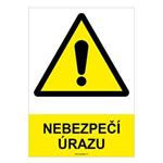 NEBEZPEČÍ ÚRAZU - bezpečnostní tabulka, samolepka A4