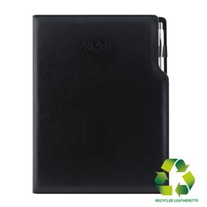 Notatnik GEP A4 kropkowany - czarny (czarne wnętrze) - skóra ekologiczna z recyklingu