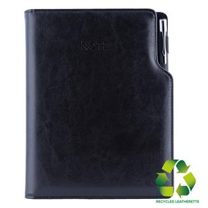 Notatnik GEP A5 kropkowany - czarny (czarne wnętrze) - skóra ekologiczna z recyklingu