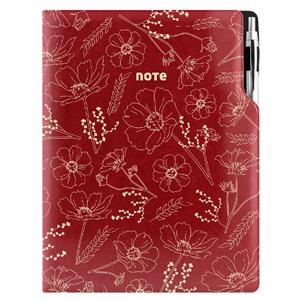 Notes DESIGN A4 kratkowany - bordo - kwiaty