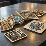 Podkładki pod piwo, drewniane, nadruk jednostronny - na zamówienie