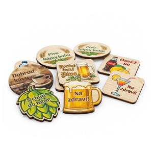 Podkładki pod piwo, drewniane, nadruk jednostronny - na zamówienie