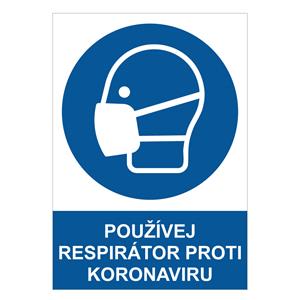 Používej respirátor proti koronaviru - bezpečnostní tabulka, samolepka A4