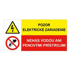 Pozor el. zariadenie-Nehas vodou, kombinácia,plast 2mm,150x75mm