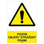 Pozor, objekt strážený psami - bezpečnostná tabuľka, samolepka A4