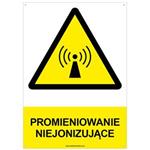 PROMIENIOWANIE NIEJONIZUJĄCE - znak BHP z dziurkami, płyta PVC A4, 2 mm