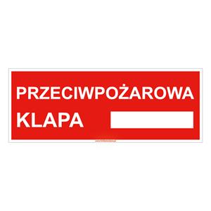 Przeciwpożarowa klapa - znak, płyta PVC 2 mm 210x80 mm