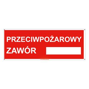 Przeciwpożarowy zawór - znak z dziurkami, płyta PVC 2 mm 210x80 mm