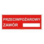 Przeciwpożarowy zawór - znak z dziurkami, płyta PVC 2 mm 210x80 mm