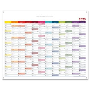Ścienna mapa planer 2025 PL z oczkami na zawieszenie - 100 x 80 cm - kolorowy