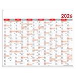 Ścienna mapa planer 2026 CZ z oczkami na zawieszenie - 124 x 100 cm - czerwony