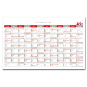 Ścienna mapa planer 2026 PL - 100 x 63 cm - czerwony