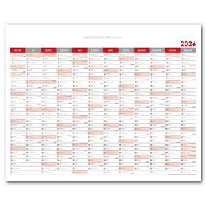 Ścienna mapa planer 2026 PL - 100 x 80 cm - czerwony