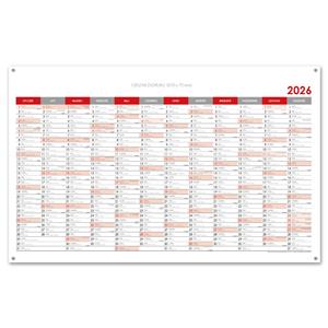 Ścienna mapa planer 2026 PL z oczkami na zawieszenie - 100 x 63 cm - czerwony