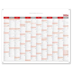 Ścienna mapa planer 2026 PL z oczkami na zawieszenie - 100 x 80 cm - czerwony