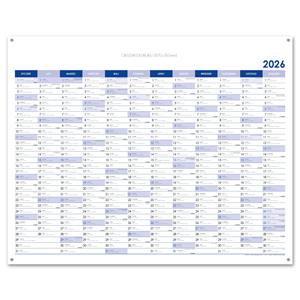 Ścienna mapa planer 2026 PL z oczkami na zawieszenie - 100 x 80 cm - niebieski