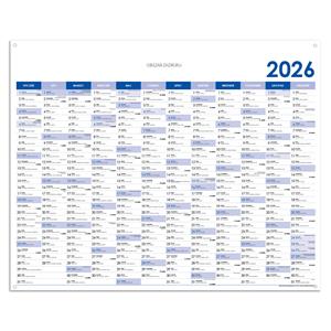 Ścienna mapa planer 2026 PL z oczkami na zawieszenie - 124 x 100 cm - niebieski