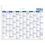 Ścienna mapa planer 2026 PL z oczkami na zawieszenie - 124 x 100 cm - niebieski
