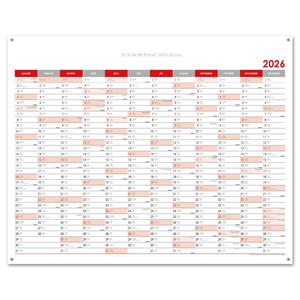 Ścienna mapa planer 2026 SK z oczkami na zawieszenie - 100 x 80 cm - czerwony