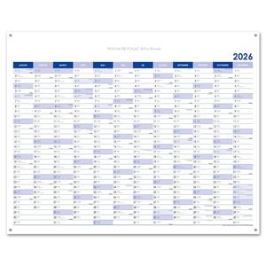 Ścienna mapa planer 2026 SK z oczkami na zawieszenie - 100 x 80 cm - niebieski