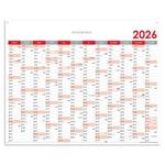 Ścienna mapa planer 2026 SK z oczkami na zawieszenie - 124 x 100 cm - czerwony