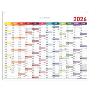 Ścienna mapa planer 2026 SK z oczkami na zawieszenie - 124 x 100 cm - kolorowy