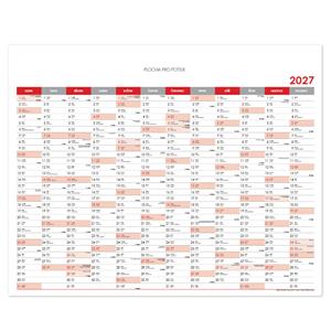 Ścienna mapa planer 2027 CZ - 100 x 80 cm - czerwony