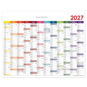 Ścienna mapa planer 2027 CZ - 124 x 100 cm - kolorowy