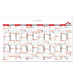 Ścienna mapa planer 2027 CZ z oczkami na zawieszenie - 100 x 63 cm - czerwony