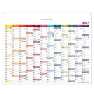 Ścienna mapa planer 2027 CZ z oczkami na zawieszenie - 100 x 80 cm - kolorowy