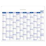 Ścienna mapa planer 2027 CZ z oczkami na zawieszenie - 100 x 80 cm - niebieski