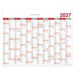 Ścienna mapa planer 2027 CZ z oczkami na zawieszenie - 124 x 100 cm - czerwony