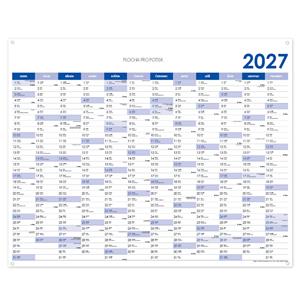 Ścienna mapa planer 2027 CZ z oczkami na zawieszenie - 124 x 100 cm - niebieski
