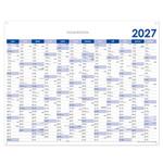 Ścienna mapa planer 2027 CZ z oczkami na zawieszenie - 124 x 100 cm - niebieski