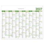 Ścienna mapa planer 2027 CZ z oczkami na zawieszenie - 124 x 100 cm - zielona