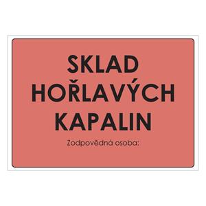 Sklad hořlavých kapalin, samolepka a4