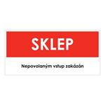 SKLEP, červená, plast 2 mm 190x90 mm
