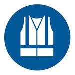 STOSUJ KAMIZELKĘ ODBLASKOWĄ - SYMBOL, naklejka 100x100