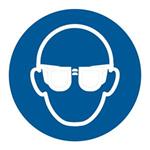 STOSUJ OKULARY OCHRONNE - SYMBOL, naklejka 100x100