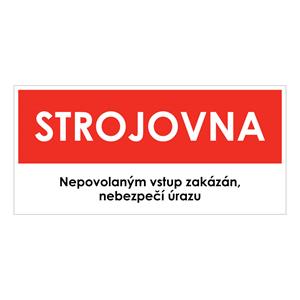 STROJOVNA, červená, samolepka, 190x90 mm