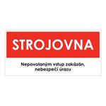 STROJOVNA, červená, samolepka, 190x90 mm