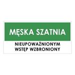 SZATNIA MĘSKA, zielony - naklejka 190x90 mm