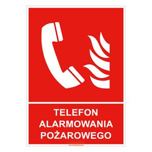 Telefon alarmowania pożarowego - znak, płyta PVC 1 mm 105x148 mm