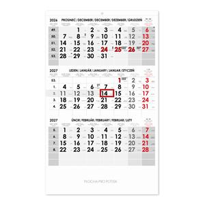 Trzymiesięczny kalendarz Trio czeski 2027 - szary
