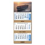 Trzymiesięczny kalendarz Trio Kraft składany czeski 2027 - niebieski